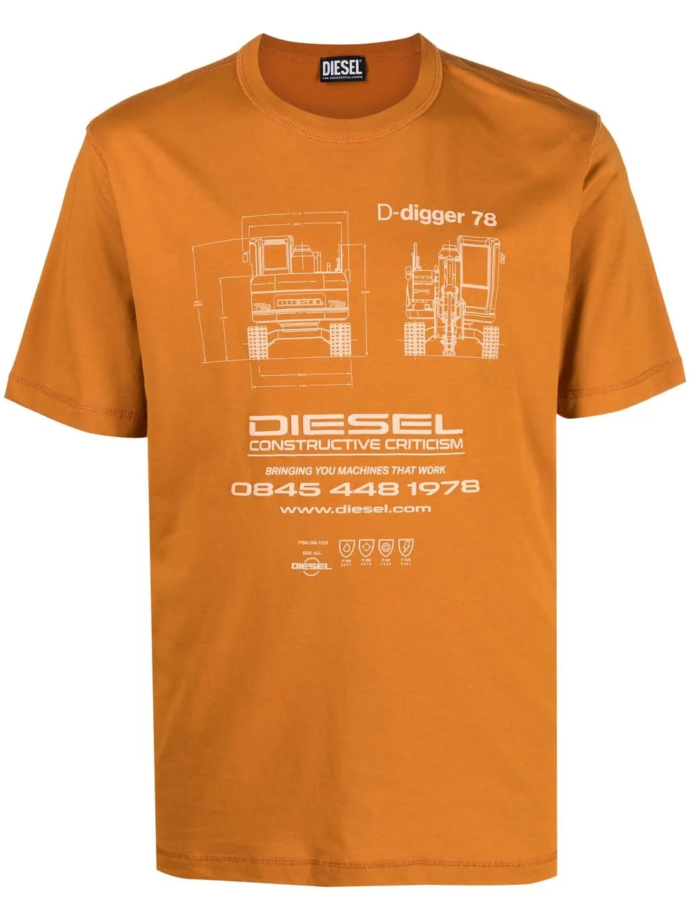 

Diesel graphic logo print cotton T-shirt - Orange
