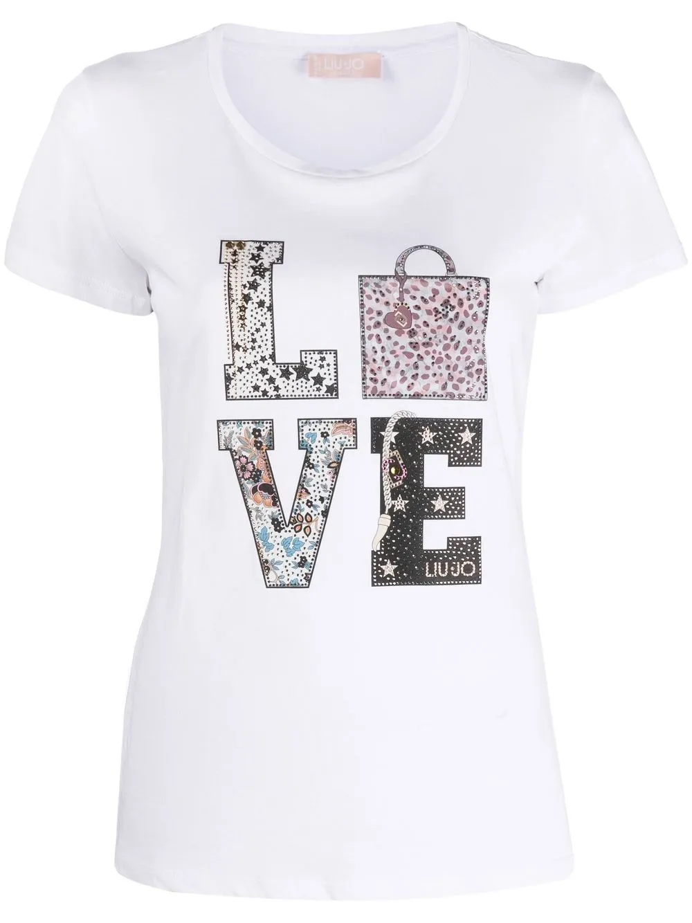 

LIU JO crystal embellishment cotton T-shirt - White