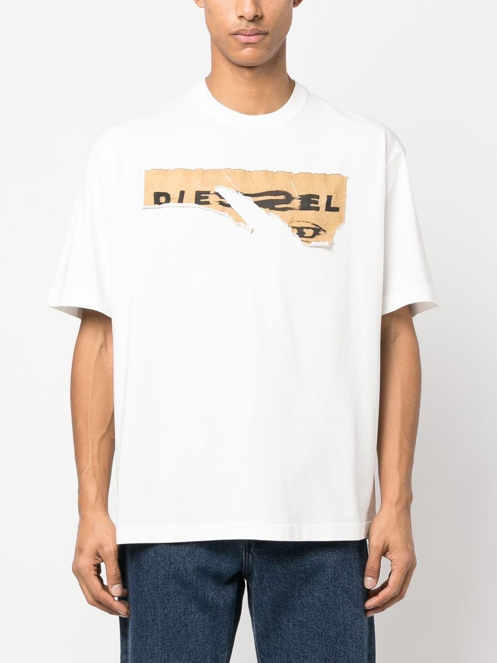 Shop Diesel Graphic-print Short-sleeve T-shirt In White