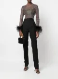 Santa Brands rhinestone-embellished feather crop top - Black
