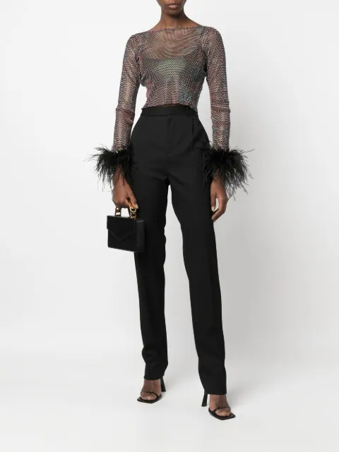 Santa Brands rhinestone-embellished feather crop top