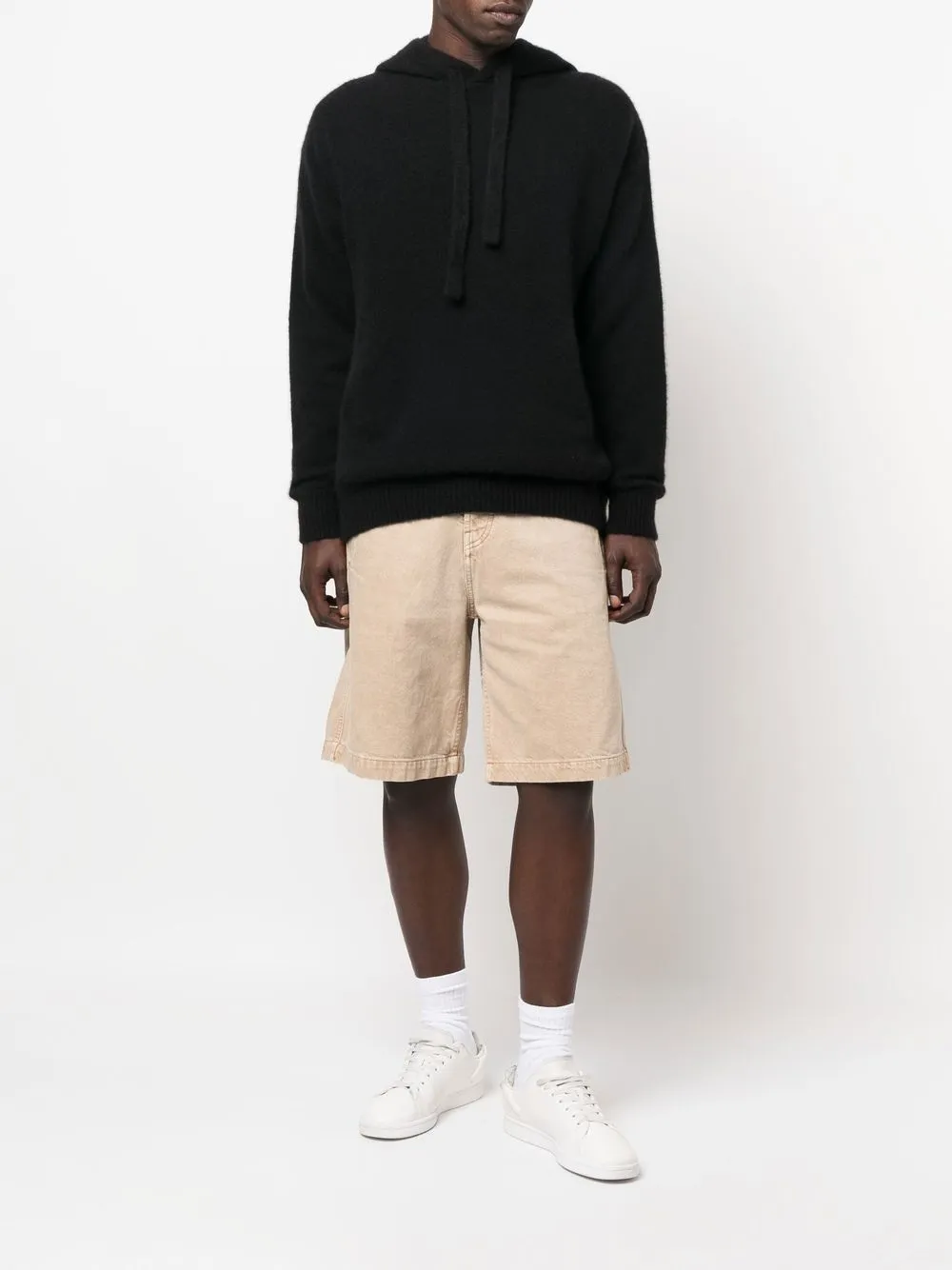 Laneus Hoodie met geribbelde afwerking - Zwart