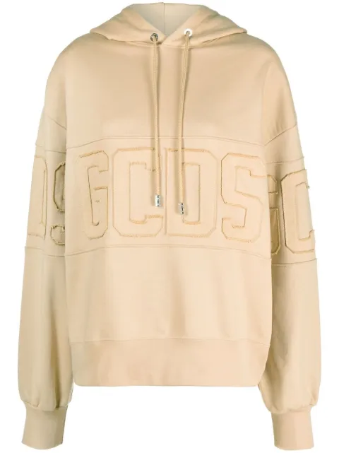 GCDS logo-motif cotton hoodie