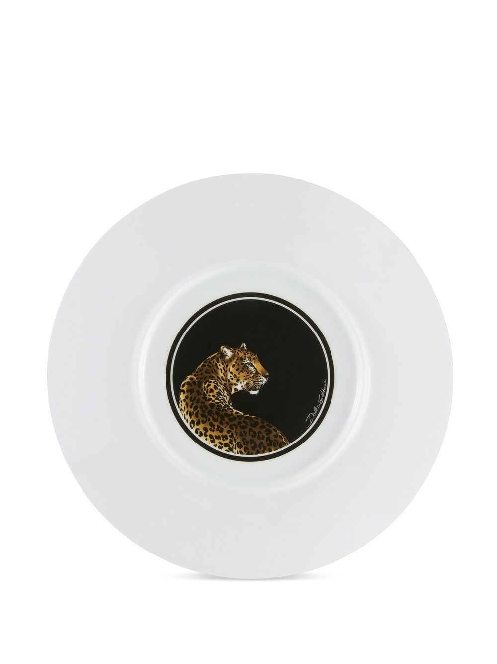 Shop Dolce & Gabbana Leopard-print Porcelain Platter In Black