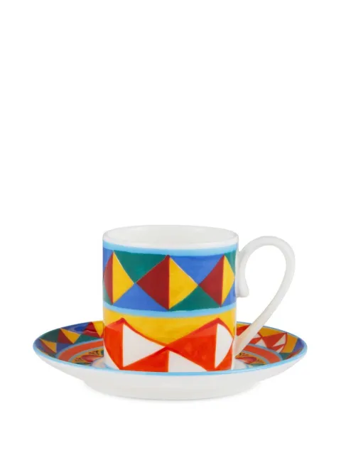 Dolce & Gabbana set para café de porcelana con motivo geométrico