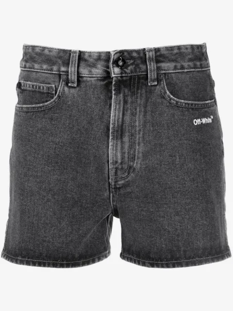 Off-White Jeans-Shorts mit diagonalen Streifen