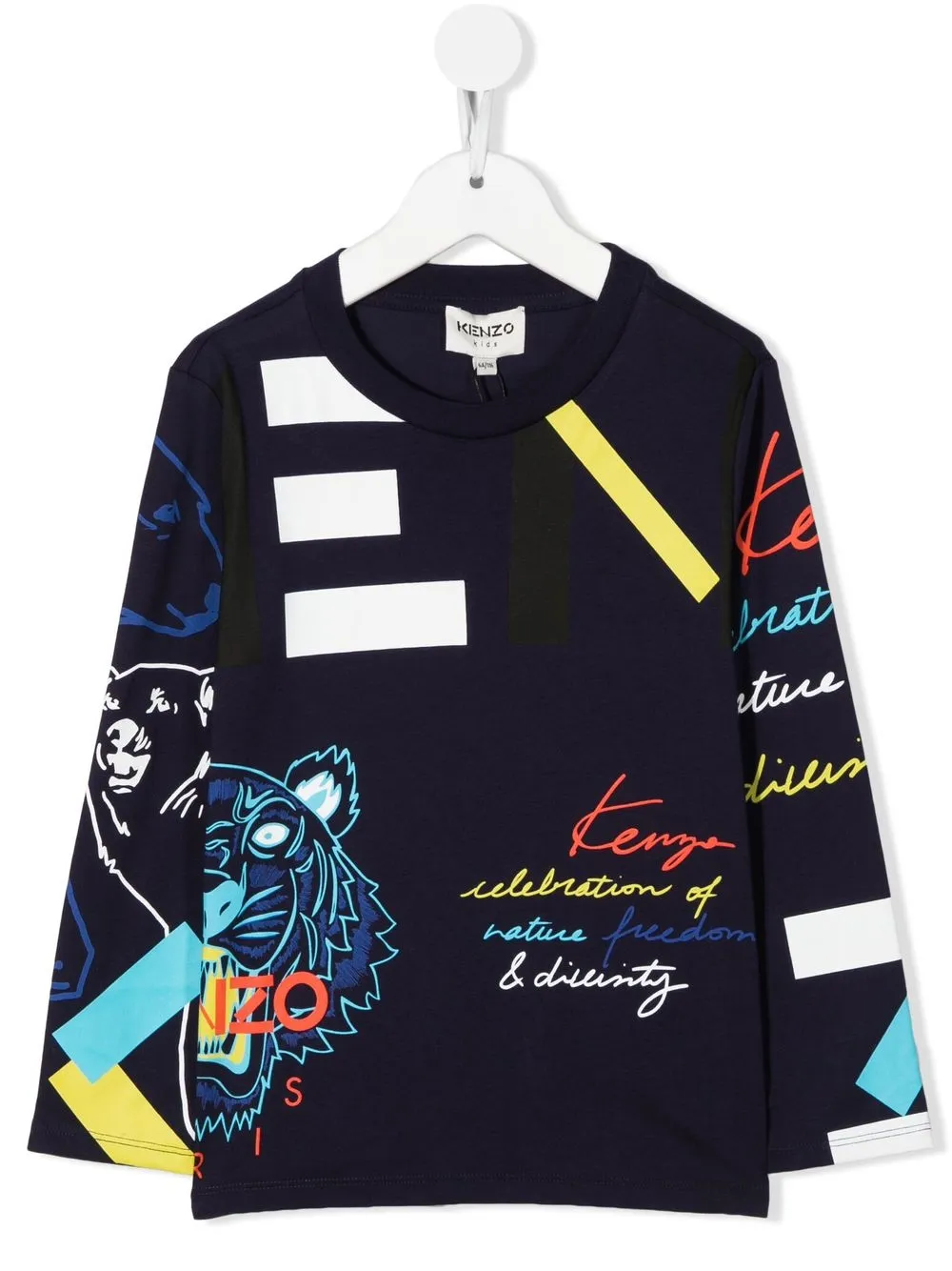 

Kenzo Kids playera manga larga con logo estampado - Azul