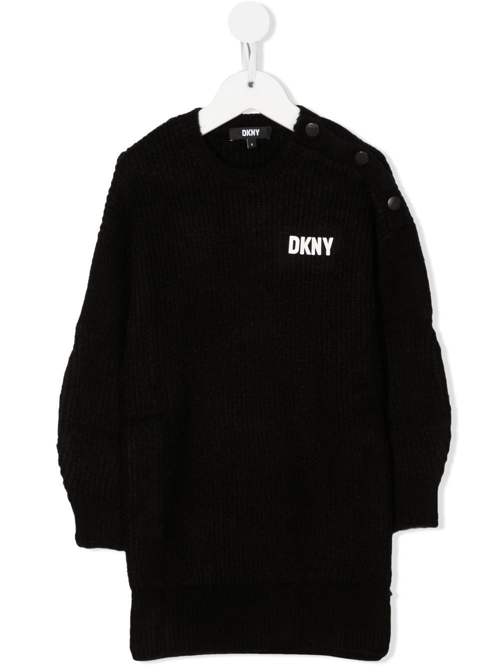 Dkny Kids' Logo-print Knitted Jumper Dress In Black