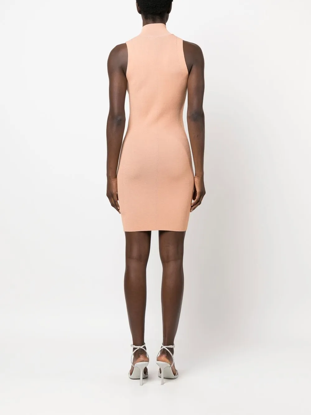 Shop Diesel M-onerva Logo-plaque Dress In Neutrals