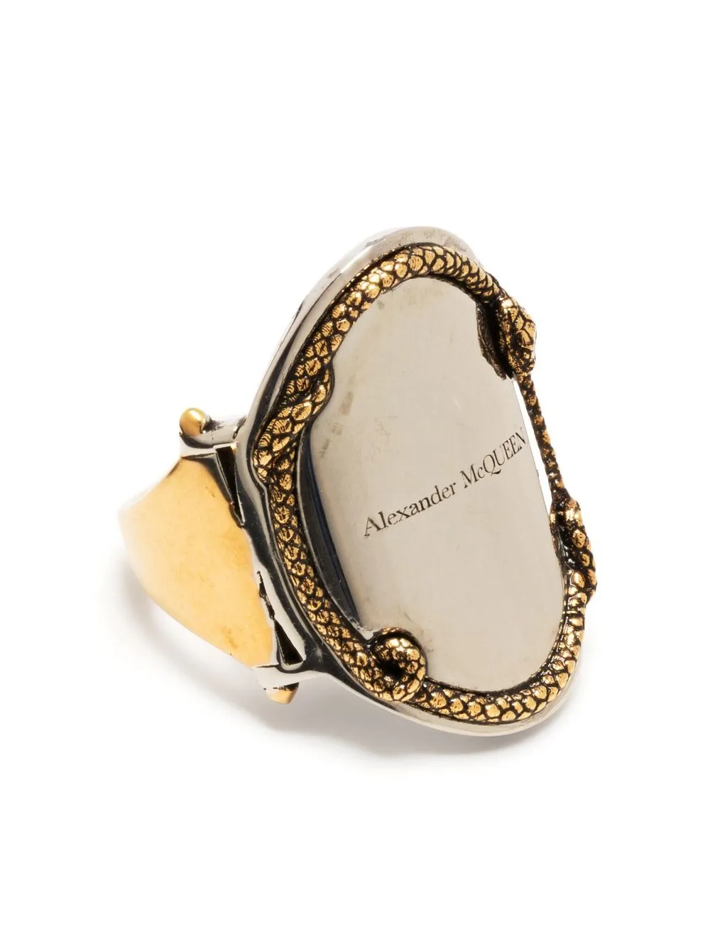 

Alexander McQueen anillo con logo grabado - Plateado