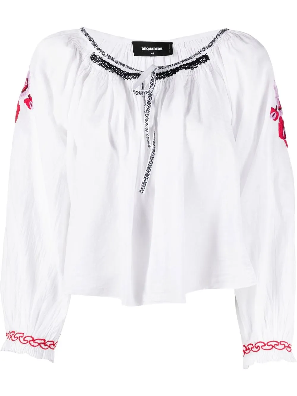 

Dsquared2 floral-embroidered cropped blouse - White