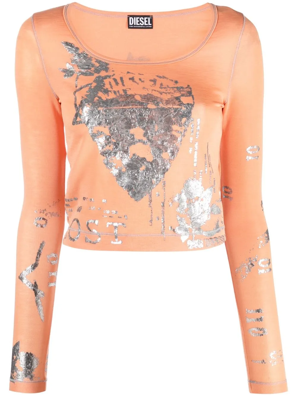 

Diesel graphic-print long-sleeved top - Orange
