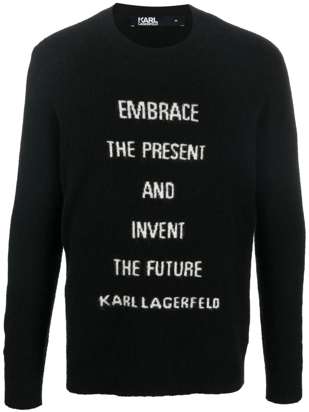 

Karl Lagerfeld suéter con eslogan tejido - Negro