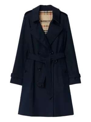 Burberry Kensington Cashmere Trench Coat | Blue | FARFETCH