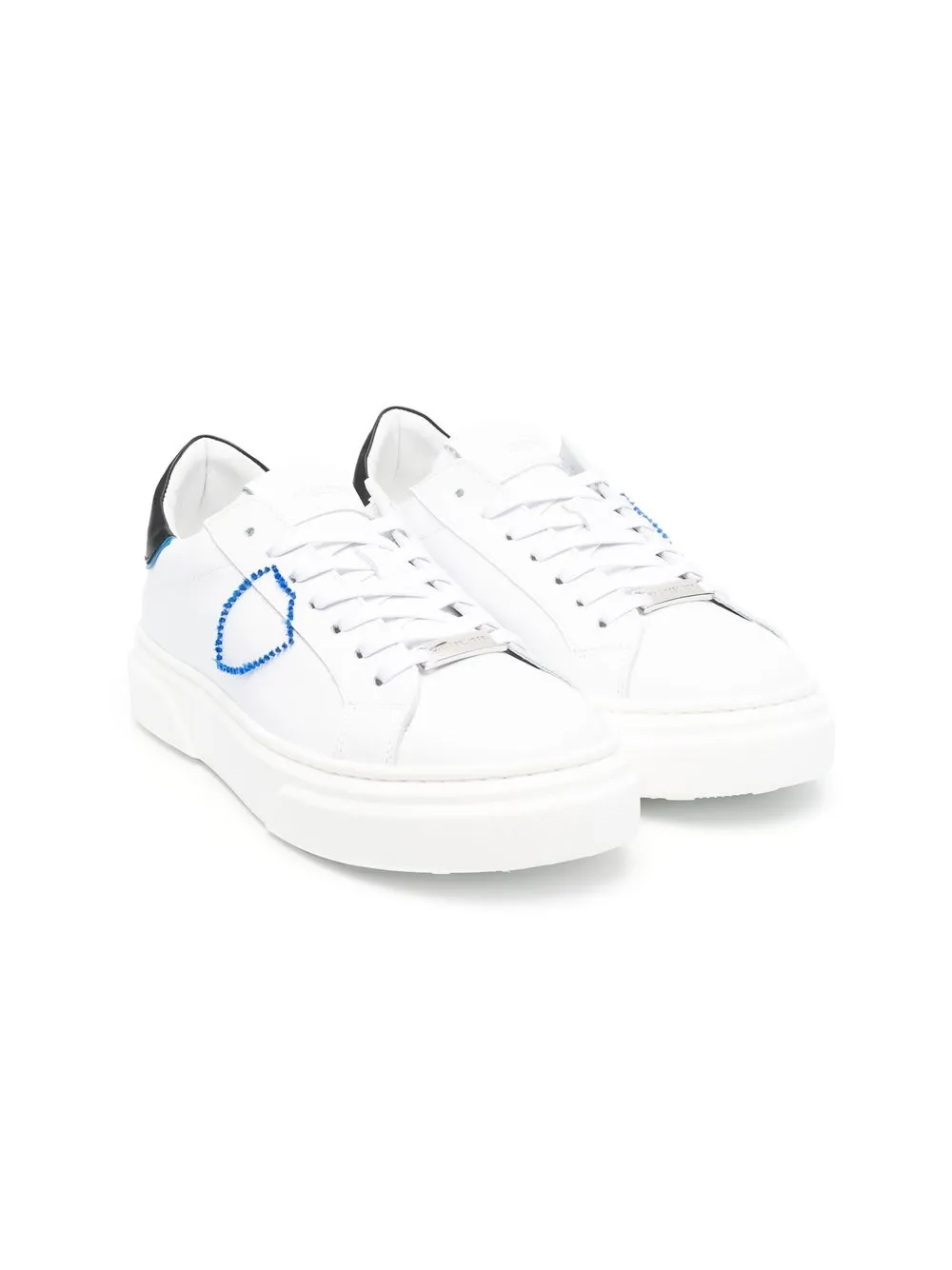 

Philippe Model Kids tenis con agujetas y parche del logo - Blanco