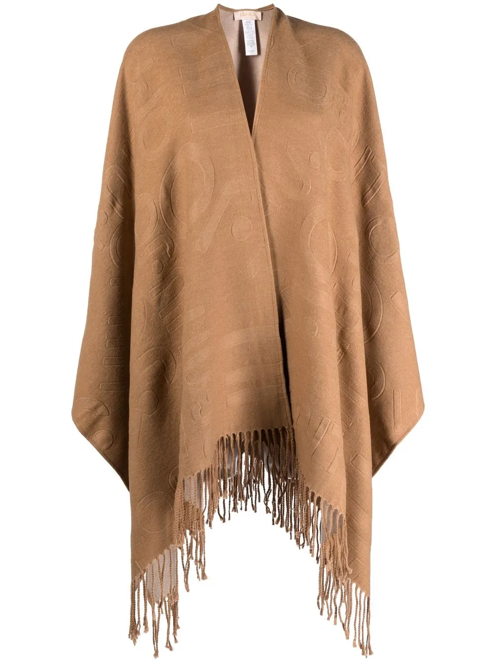 

LIU JO logo-motif frayed-edge cape - Neutrals