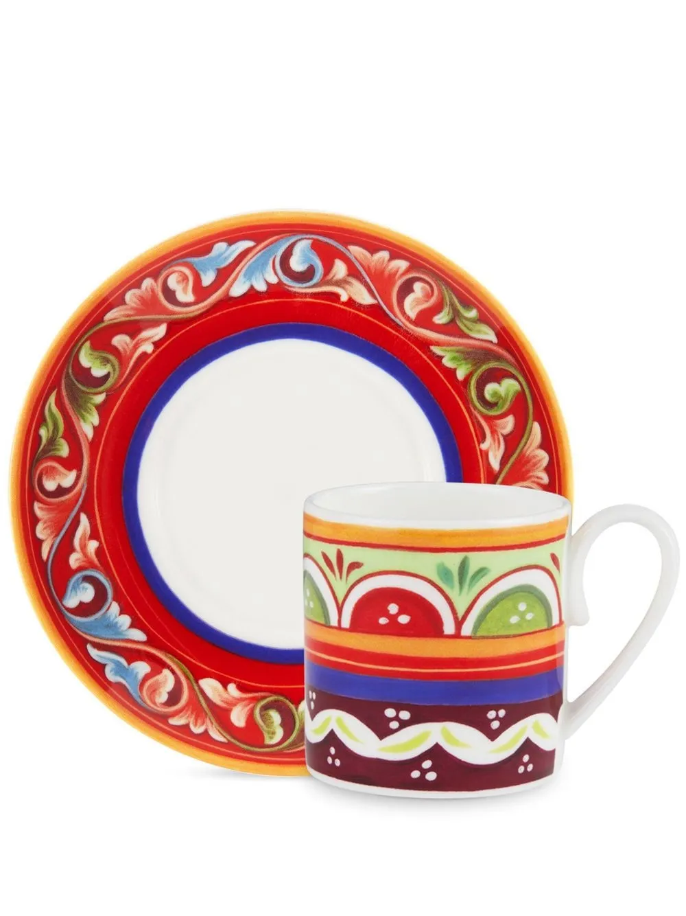 

Dolce & Gabbana set para café de porcelana con motivo geométrico - Rojo