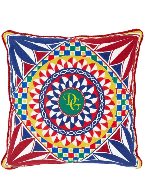 Dolce & Gabbana geometric-embroidered medium cushion