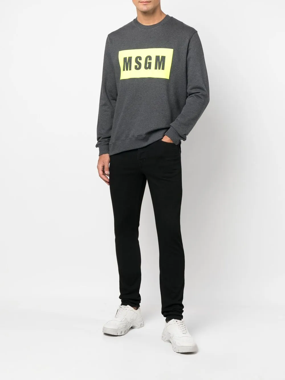 MSGM Trui met logoprint - Grijs