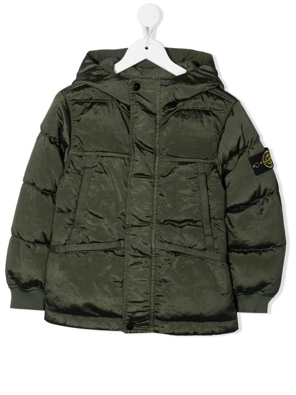 

Stone Island Junior chamarra con capucha y parche de Compass - Verde