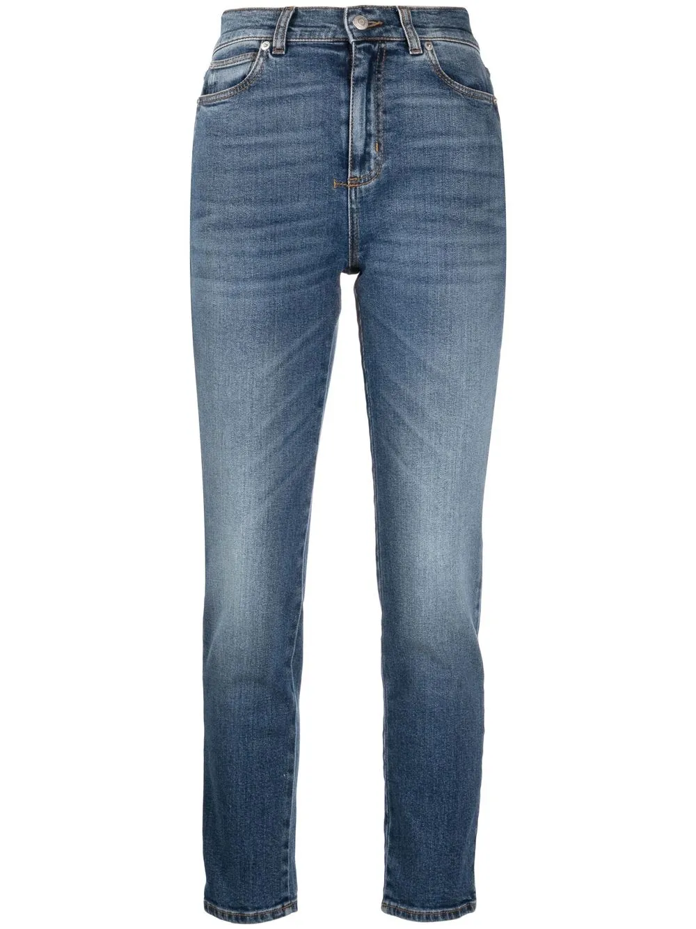 

Alexander McQueen jeans slim con tiro alto - Azul