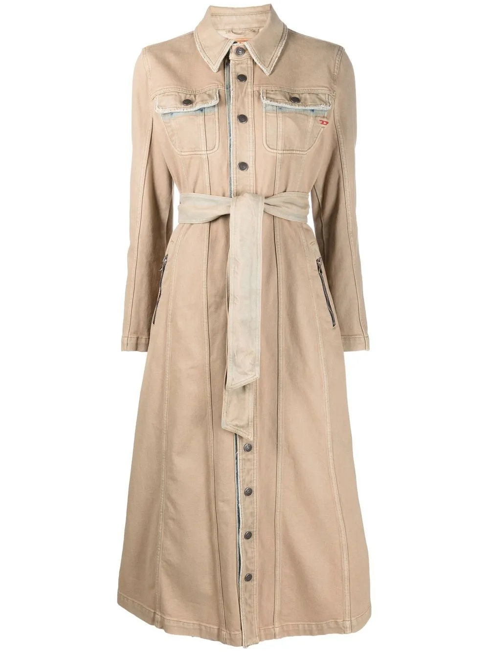 

Diesel belted denim dress - Brown