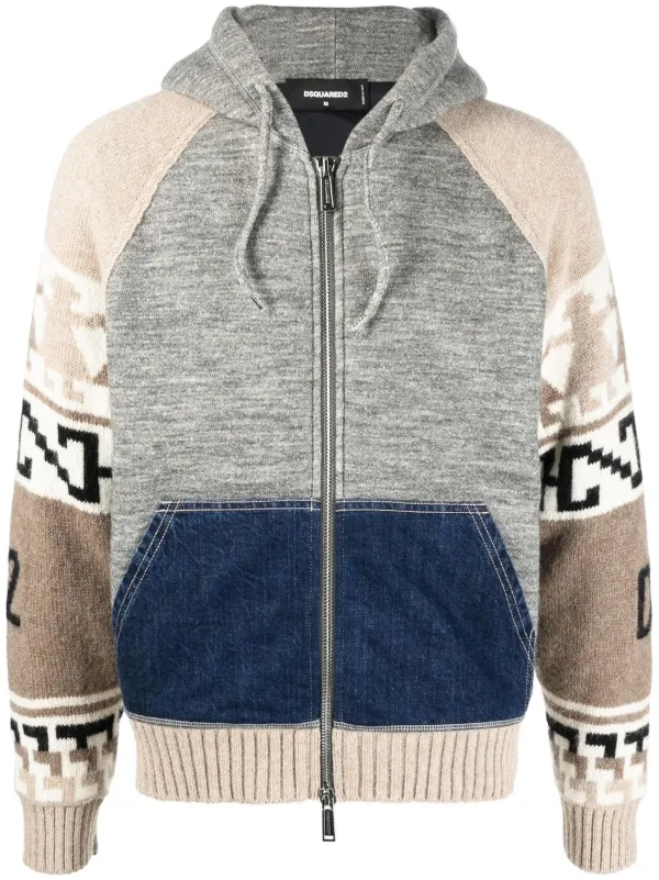 Dsquared2 intarsia-knit zip-up Hoodie - Farfetch