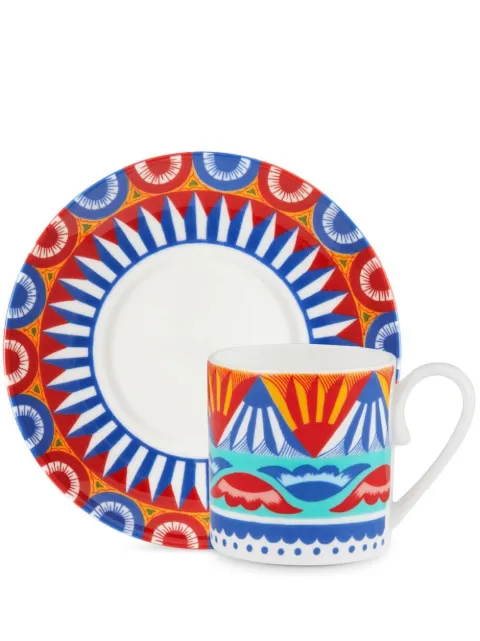 Dolce & Gabbana set para café de porcelana con motivo geométrico