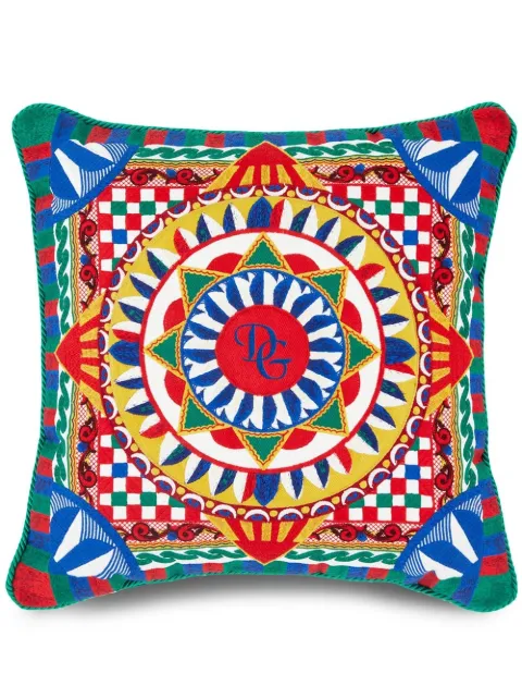 Dolce & Gabbana embroidered Carretto-print cushion 