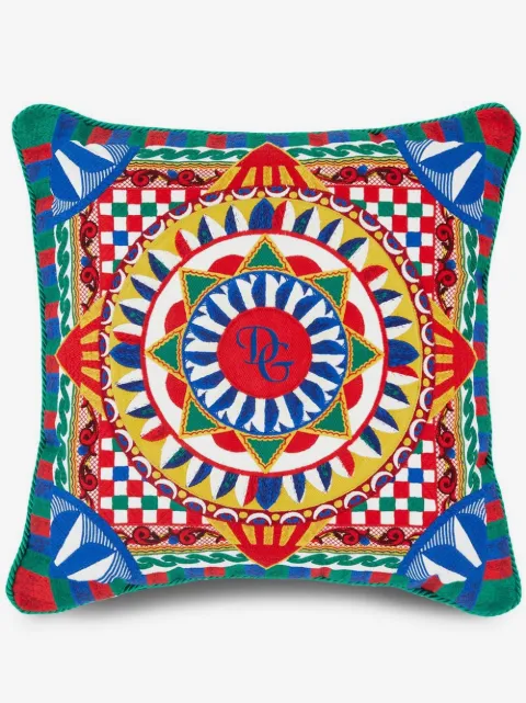 Dolce & Gabbana embroidered Carretto-print cushion