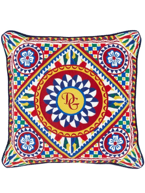 Dolce & Gabbana embroidered Carretto-print cushion 