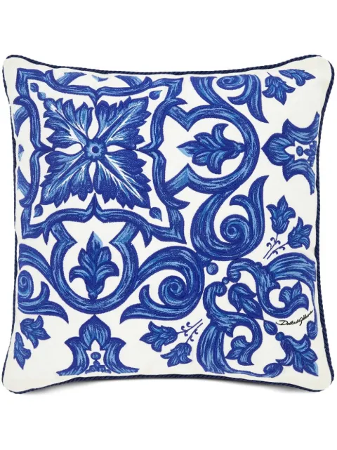 Dolce & Gabbana embroidered Majolica-print cushion