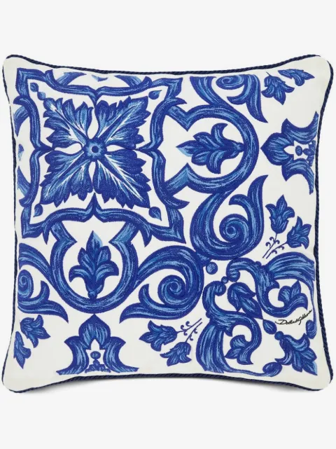 Dolce & Gabbana embroidered Majolica-print cushion