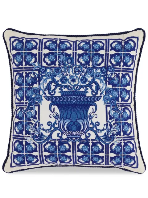 Dolce & Gabbana embroidered Majolica-print cushion