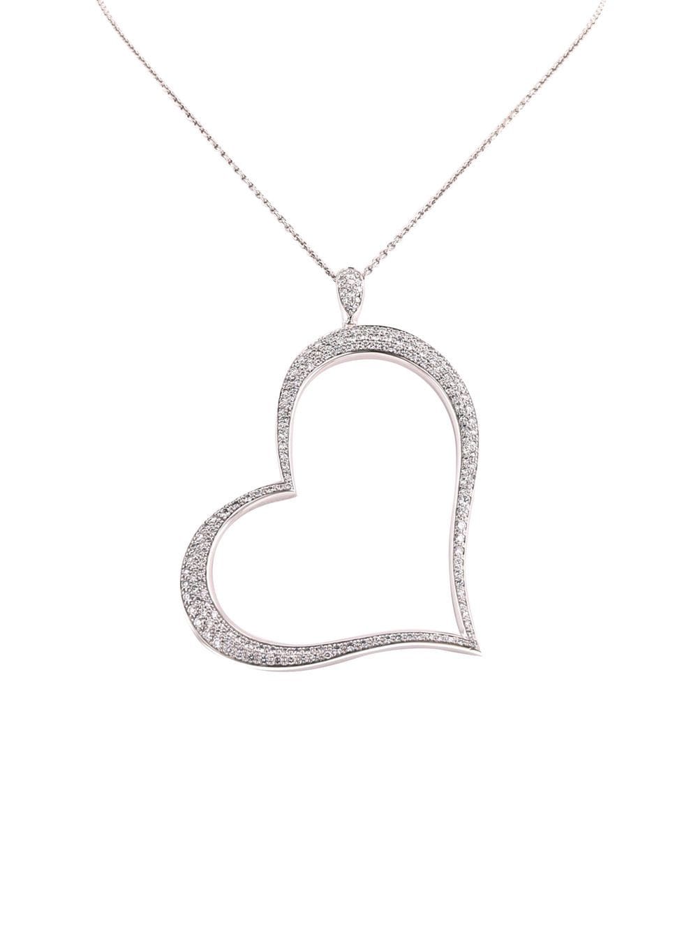 Pre-owned Piaget 2010  White Gold Coeur Diamond Necklace In Silver