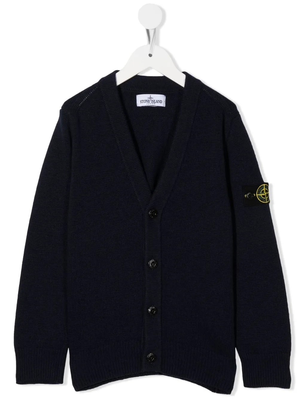 

Stone Island Junior logo-patch button-up cardigan - Blue