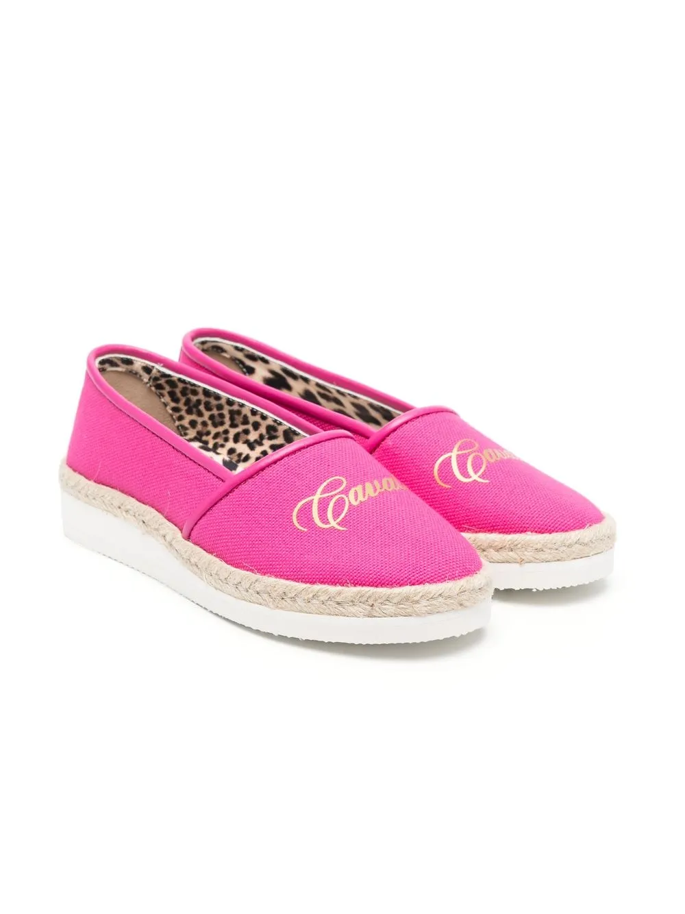 

Roberto Cavalli Junior alpargatas slip-on con logo estampado - Rosado