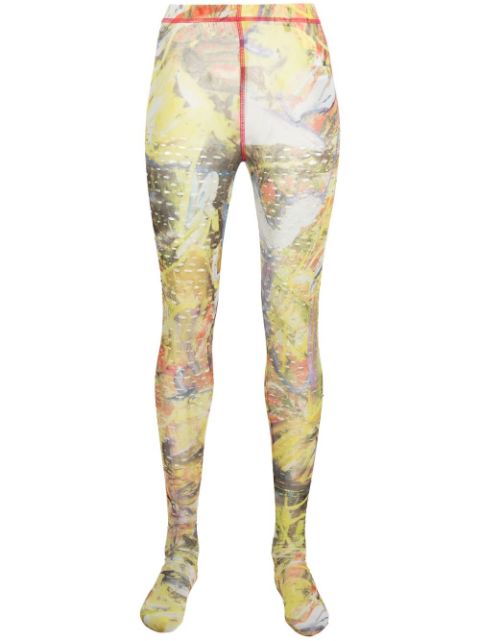 Diesel abstract-print footed leggings