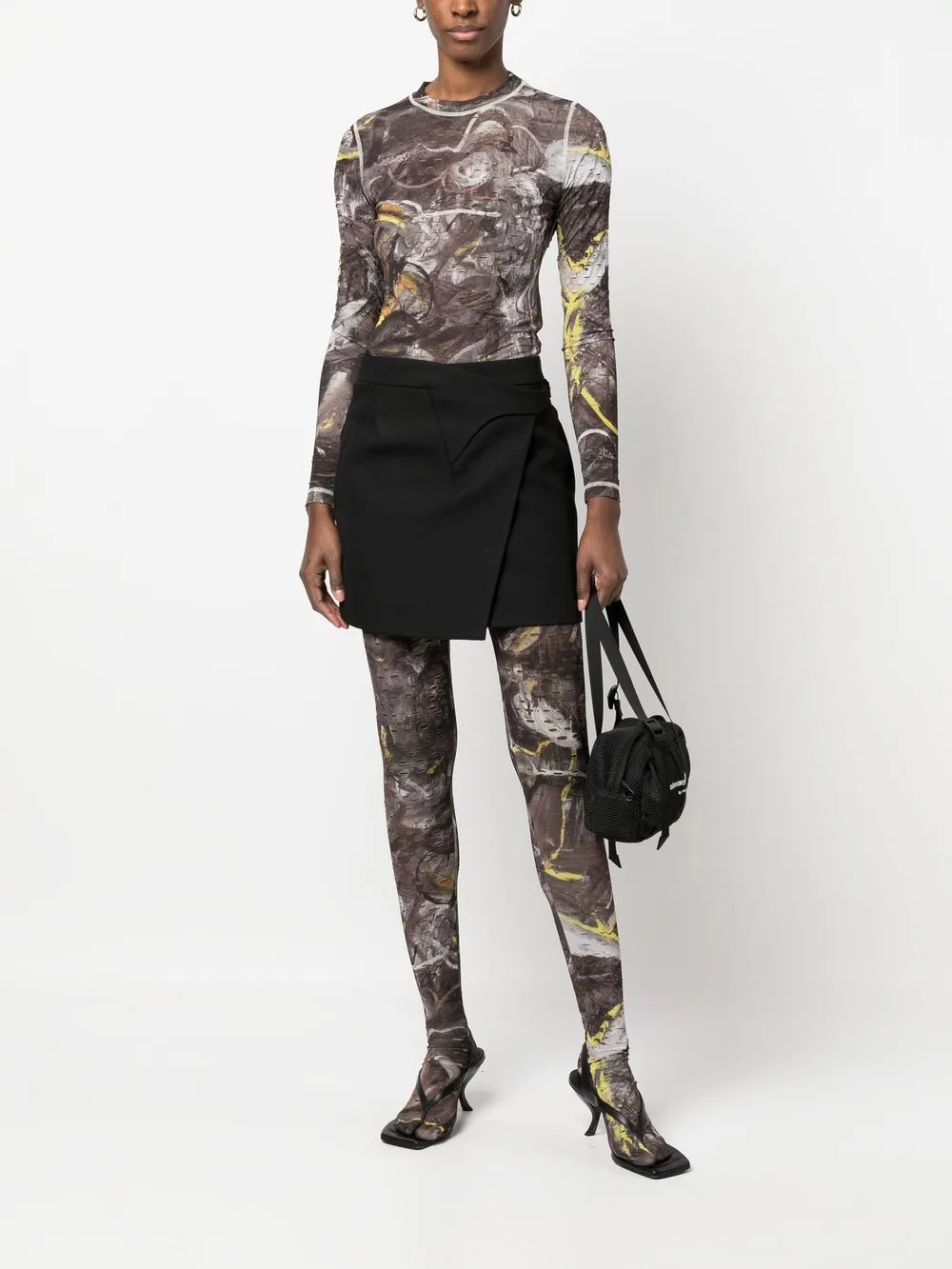 Diesel Legging met camouflageprint - Zwart