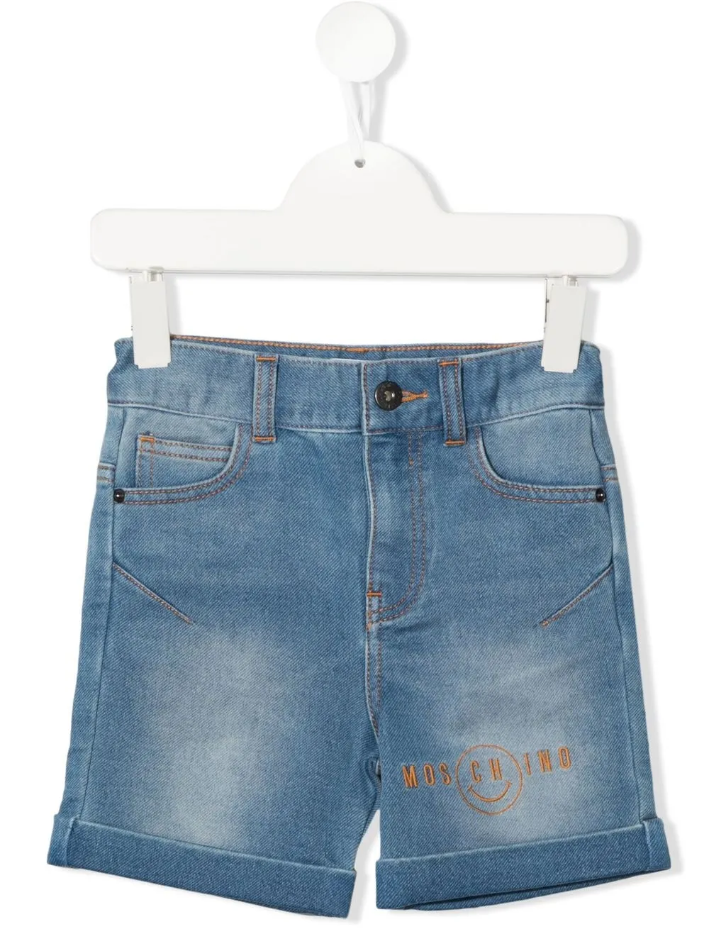 

Moschino Kids shorts de mezclilla con logo bordado - Azul