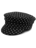 Ruslan Baginskiy rhinestone wool baker boy hat - Black
