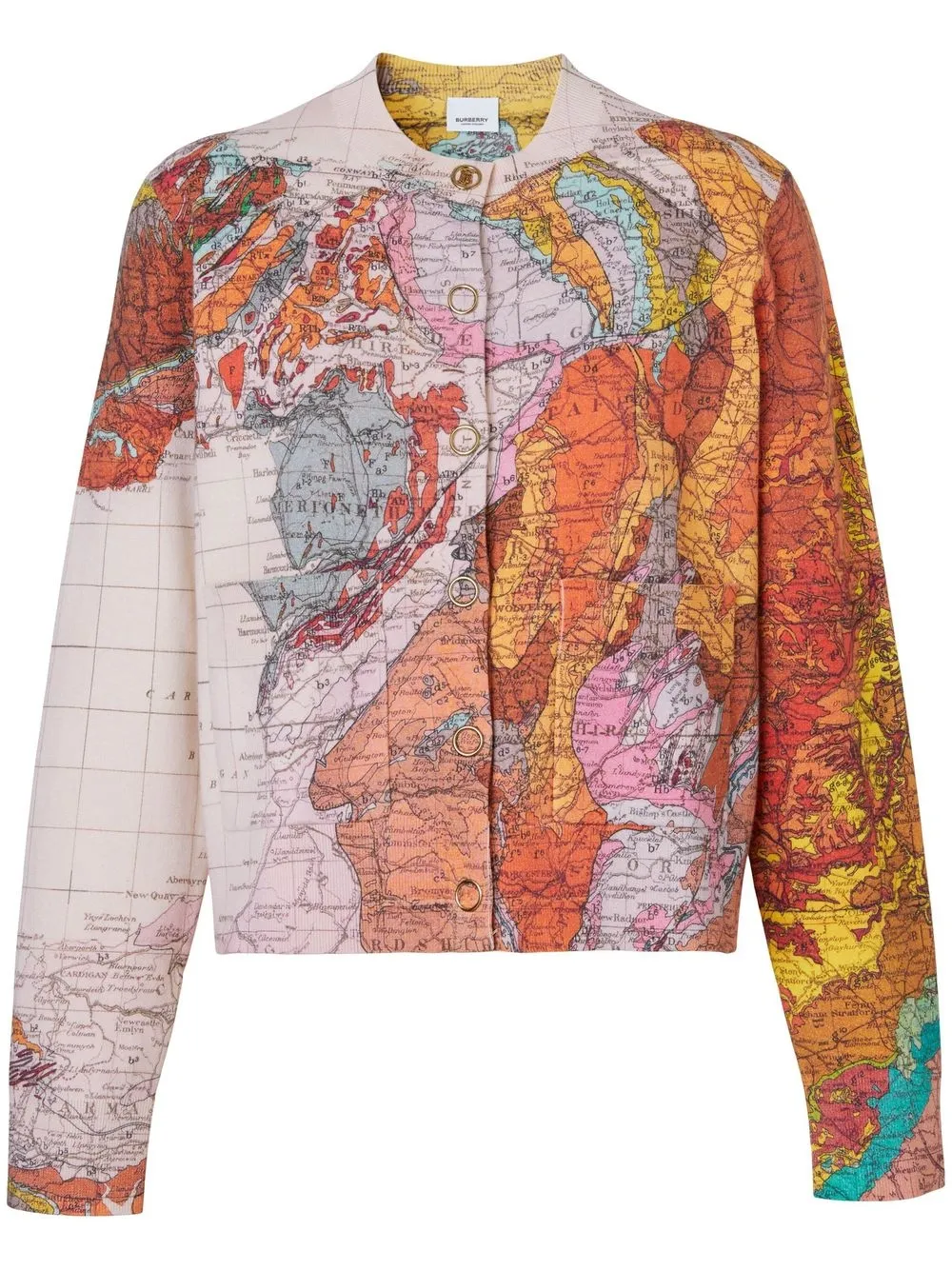 

Burberry map-print cashmere cardigan - Orange