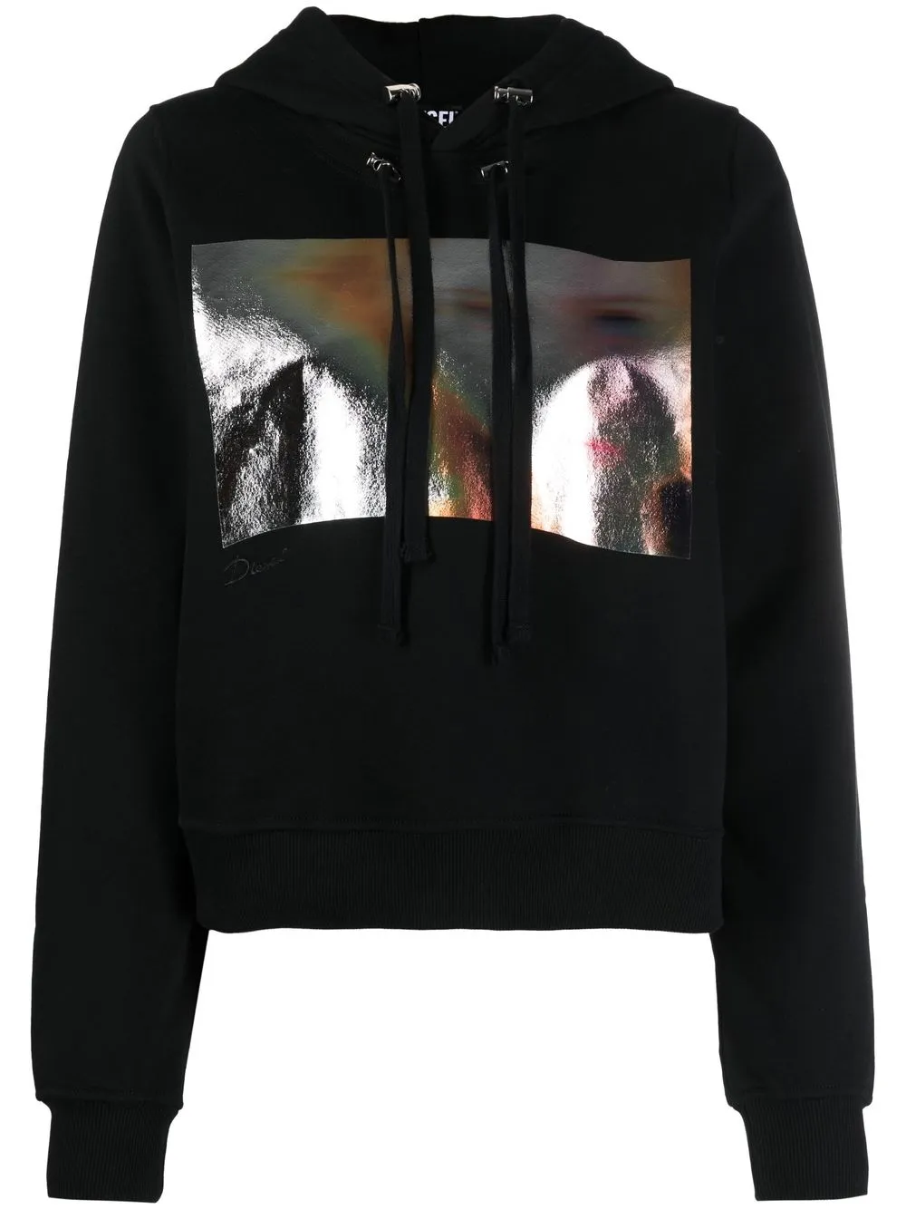 

Diesel double-drawstring metallic graphic-print hoodie - Black