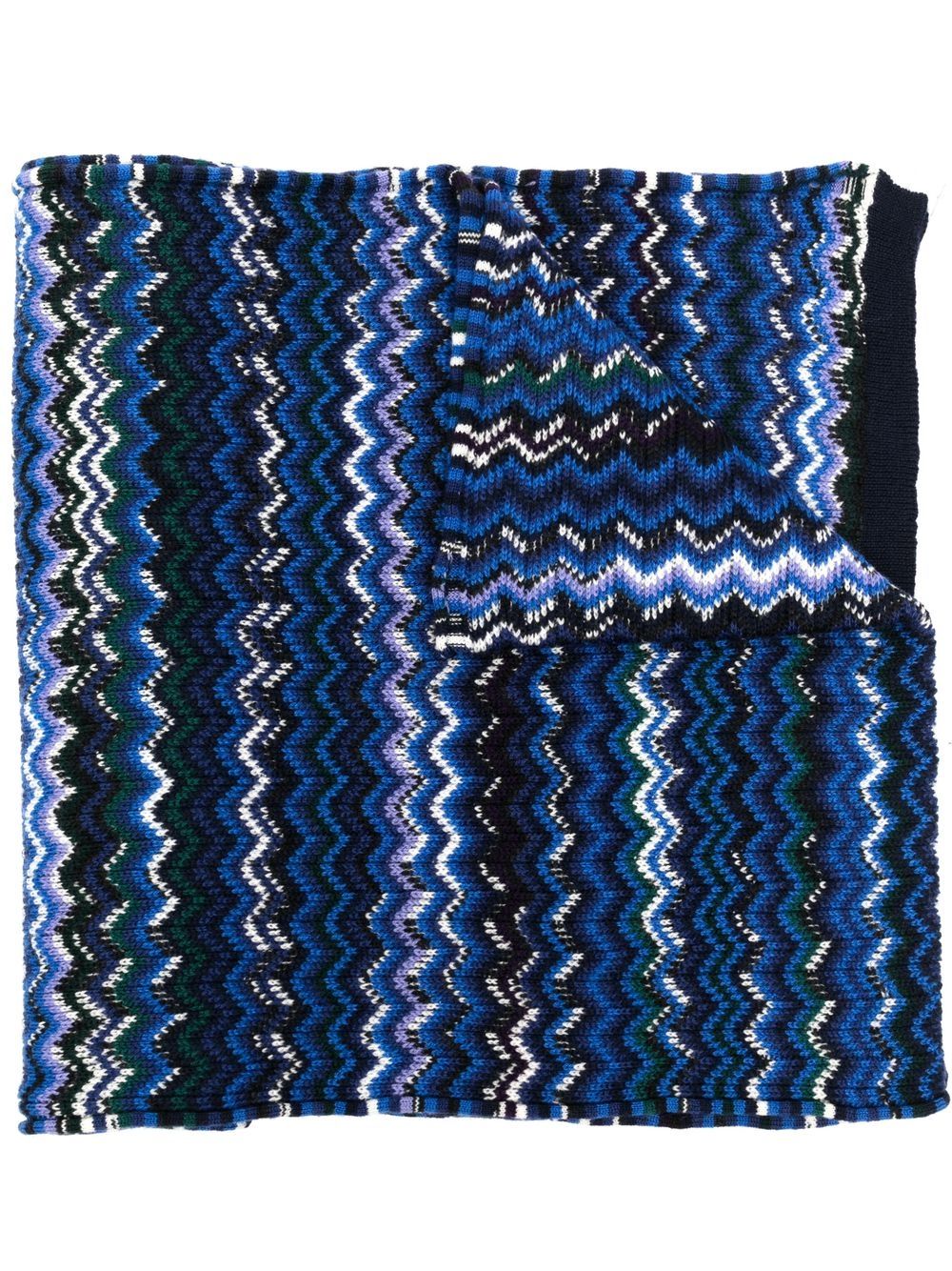 Missoni chevron-knit wool scarf - Blue