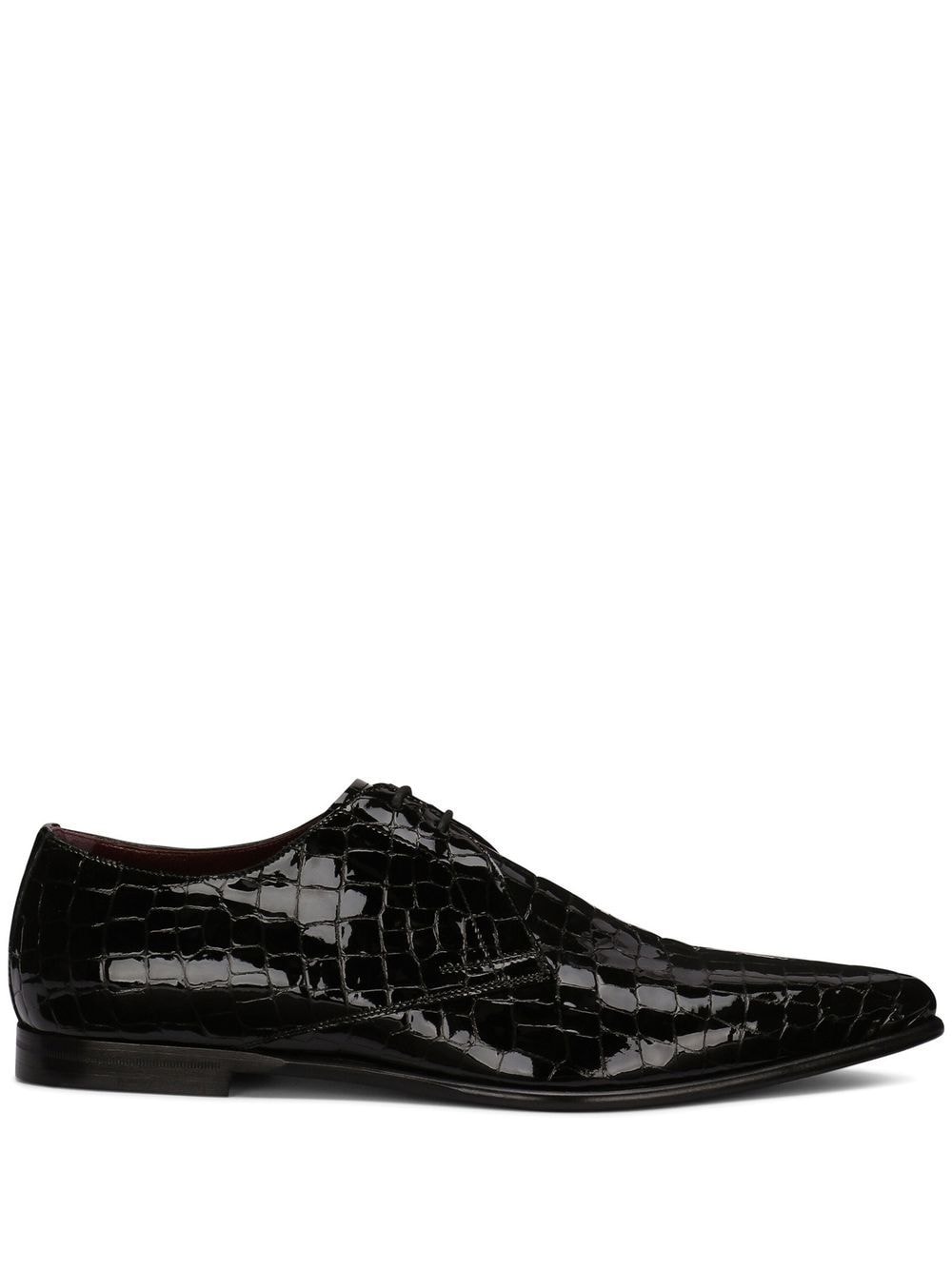 Dolce & Gabbana Crocodile-embossed Derby Shoes In Black