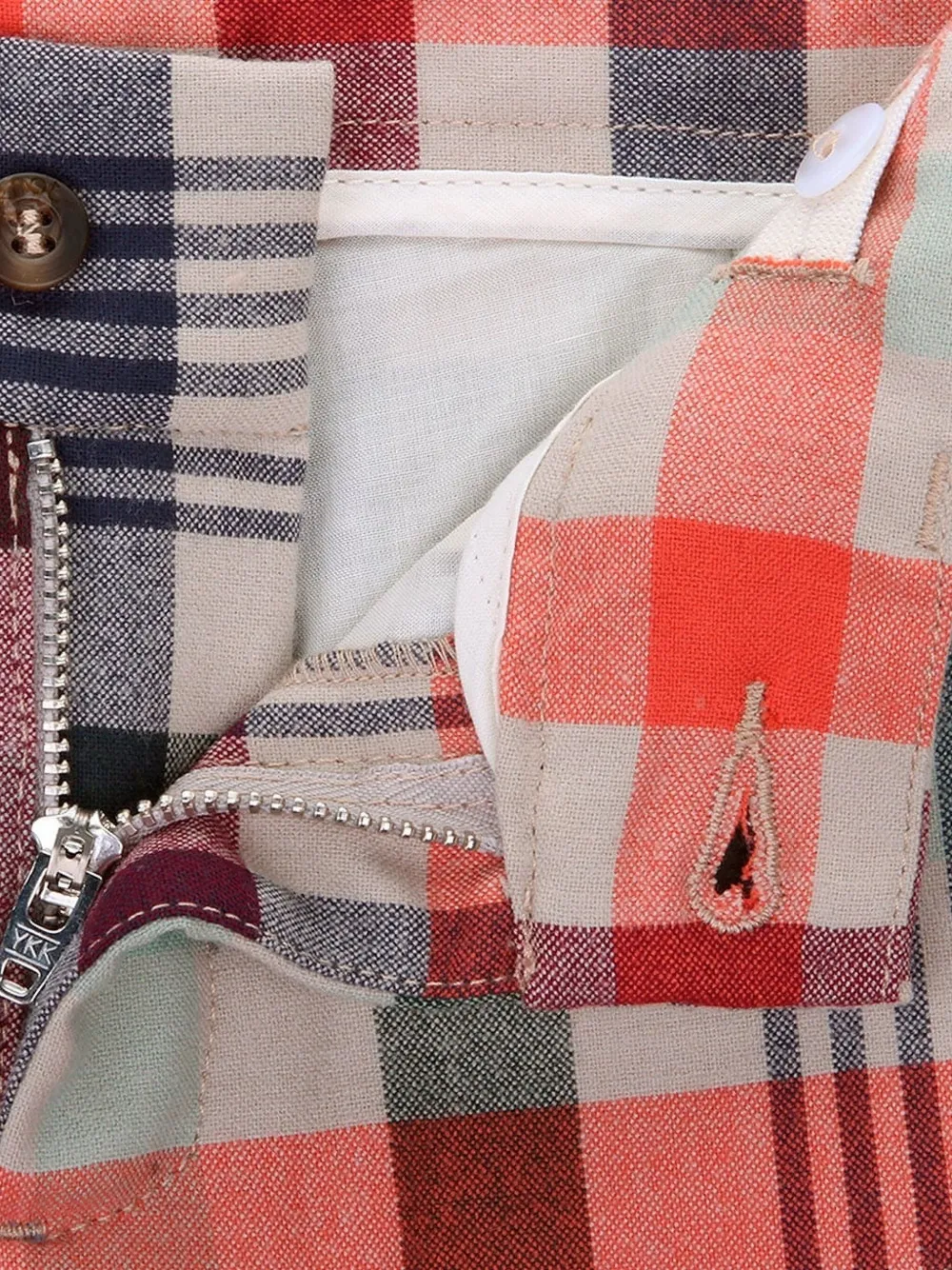 Knot checked-pattern shorts Beige