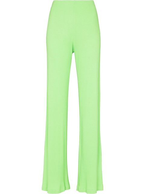 Lama Jouni ribbed high-waist flared trousers