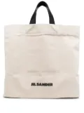 Jil Sander logo-print linen tote bag - Neutrals