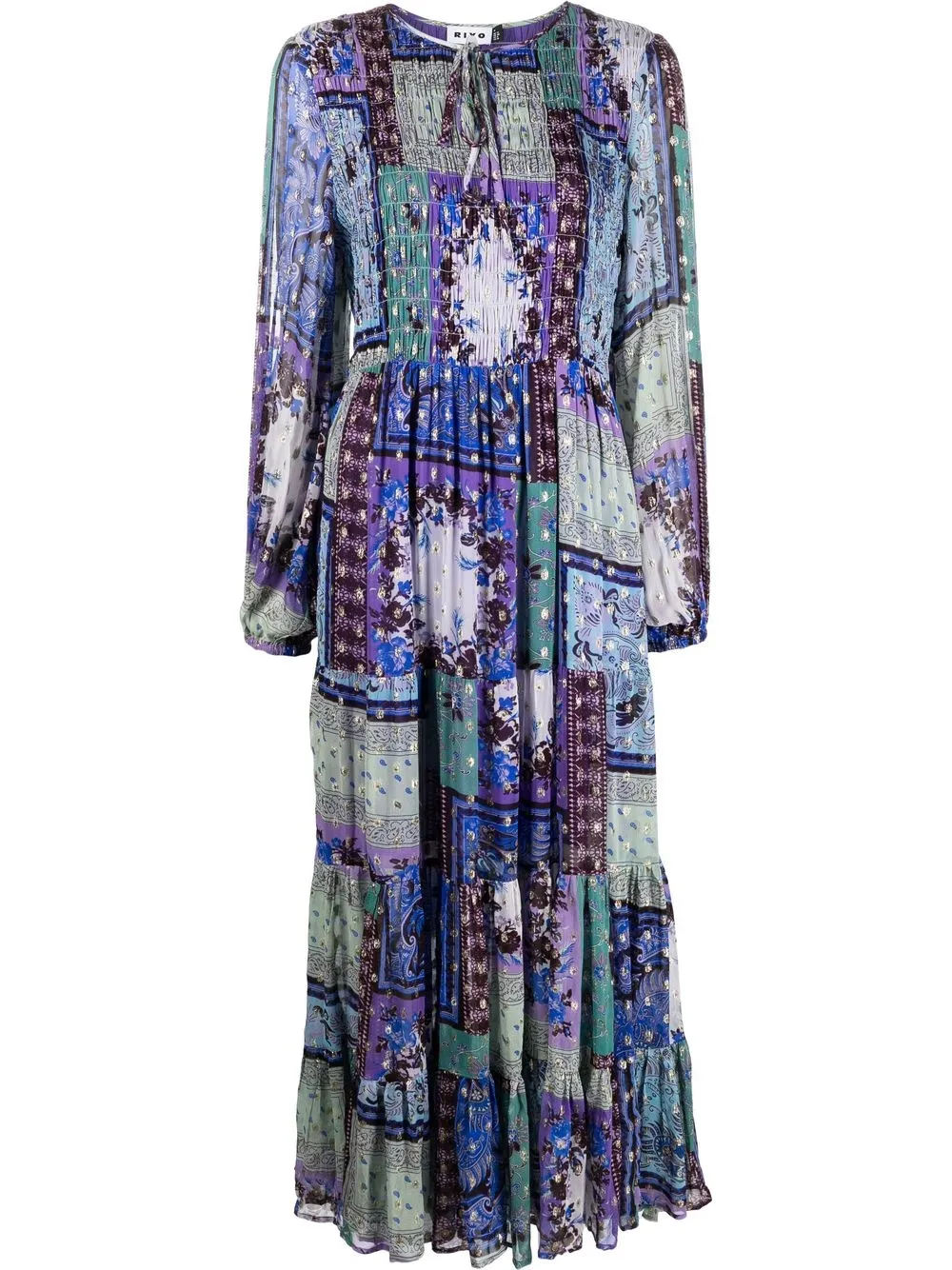 

Rixo patchwork maxi dress - Blue