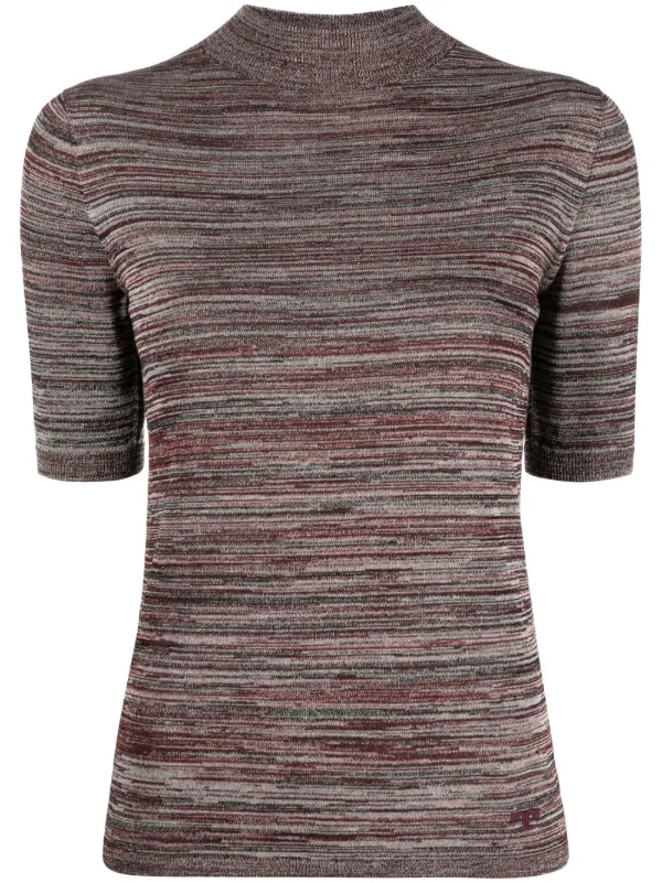 Tory Burch marl-knit short-sleeved Top | Red | FARFETCH